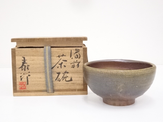 JAPANESE TEA CEREMONY BIZEN WARE TEA BOWL / CHAWAN ARTISAN WORK 